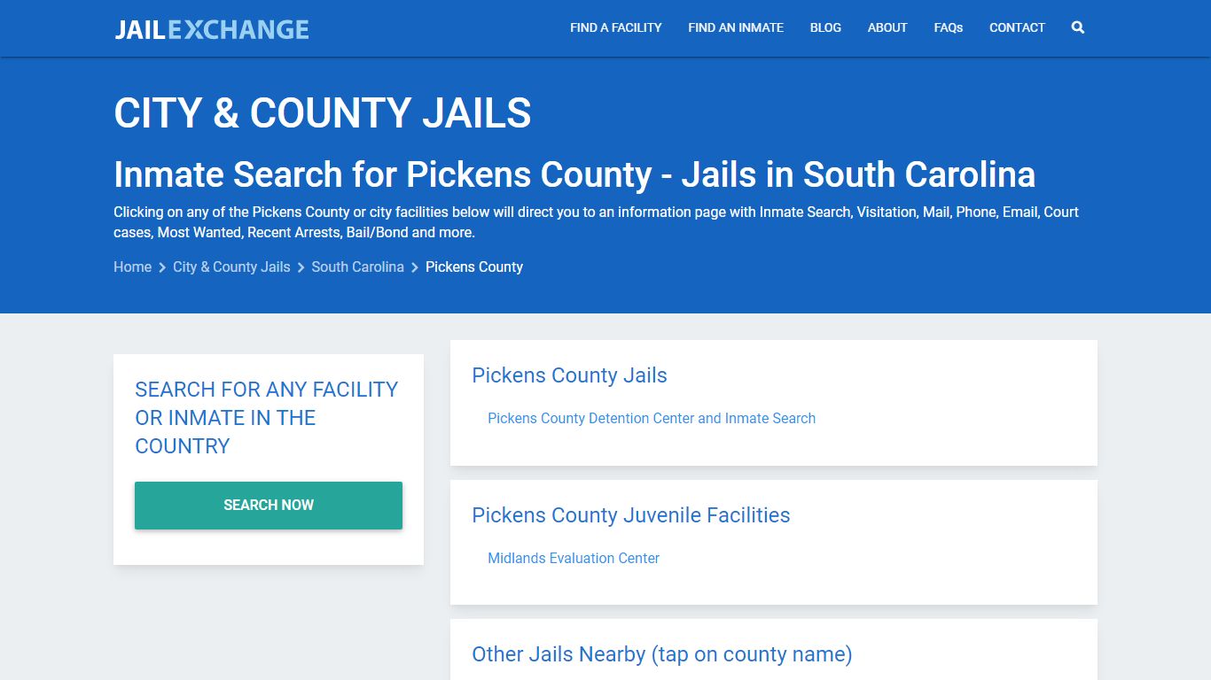 Inmate Search for Pickens County | Jails in South Carolina - Jail Exchange