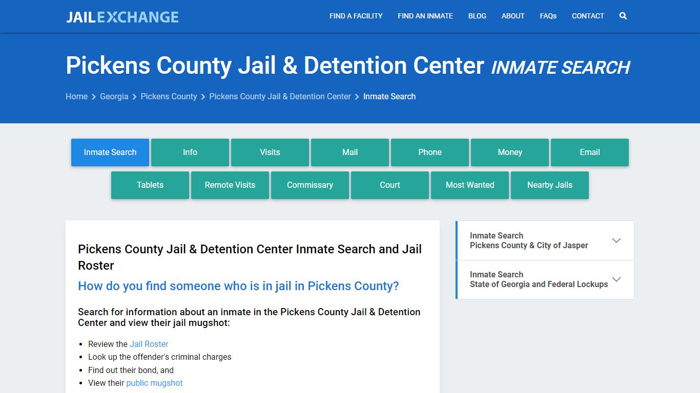 Pickens County Jail & Detention Center Inmate Search